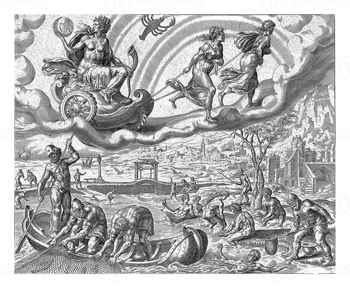 Luna, the moon, and her children, Harmen Jansz Muller, after Maarten van Heemskerck, 1638 - 1646 photo