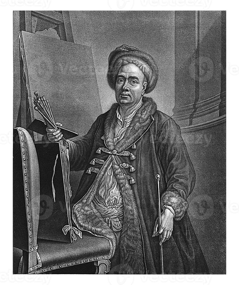 retrato de jacob camioneta schuppen en su estudio, ene camioneta der Brujas posiblemente, 1714 foto