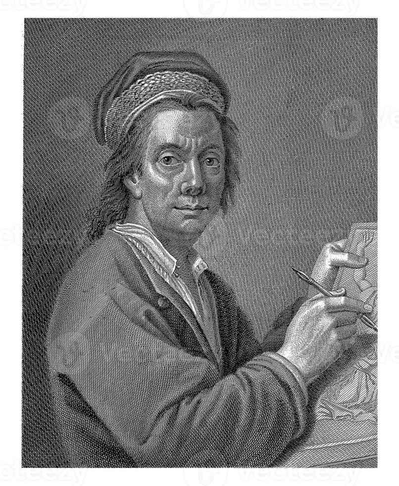 Portrait of artist Michelangelo Ricciolini, Antonio Pazzi, after Michelangelo Ricciolini, 1752 - 1762 photo