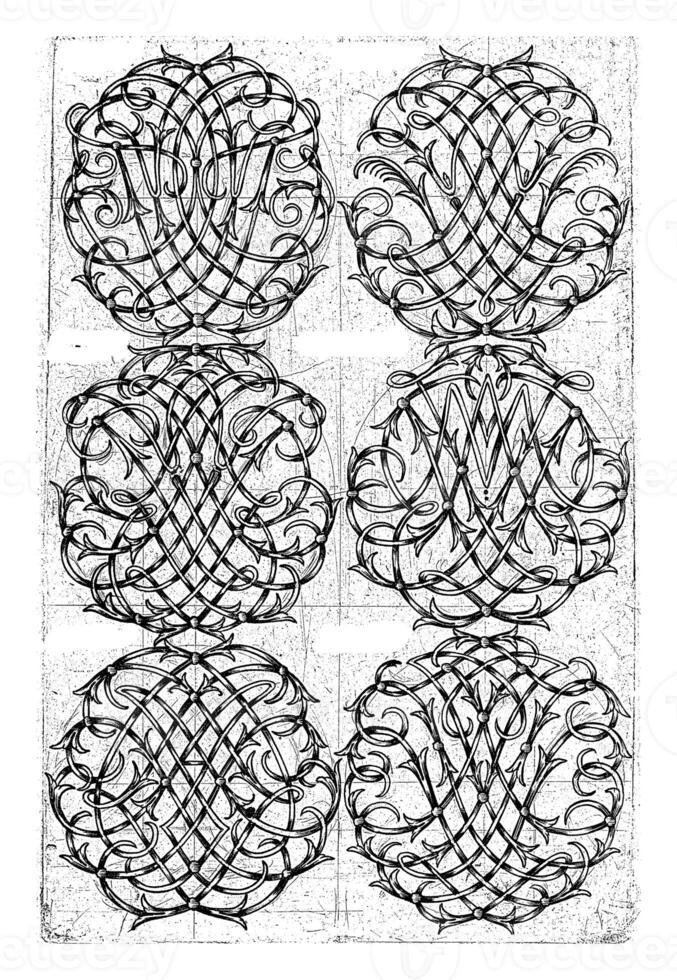 Six Large Monograms TVXY-ILST, Daniel de Lafeuille, c. 1690 - c. 1691 photo