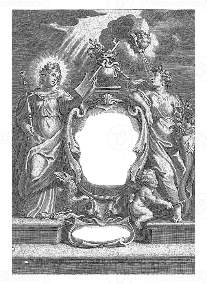 Allegorical title page with personifications of Good Governance photo