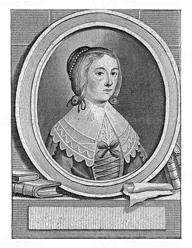 Portrait of Anna Maria van Schurman, Carel Jacob de Huyser, after Reinier Vinkeles I, 1763 - 1804 photo