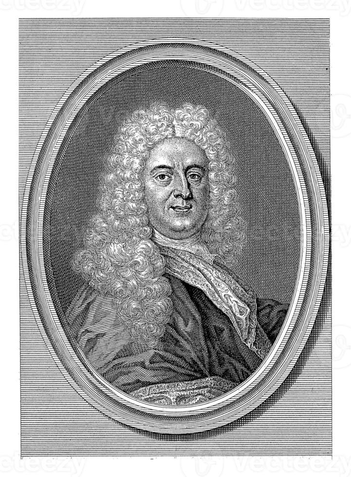 retrato de johann gottlieb heineccio, jacob camioneta der schley, después cristiano Muller pintor, 1725 - 1779 foto