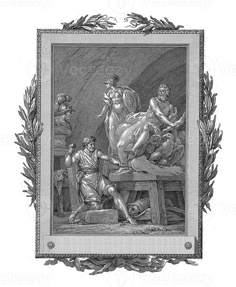 Philokles finds comfort in his work, Jean-Baptiste Tilliard, after Charles Monnet, 1785 photo