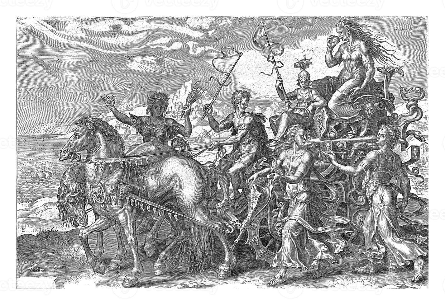 Triumphal Chariot with Envy Invidia, Cornelis Cort photo