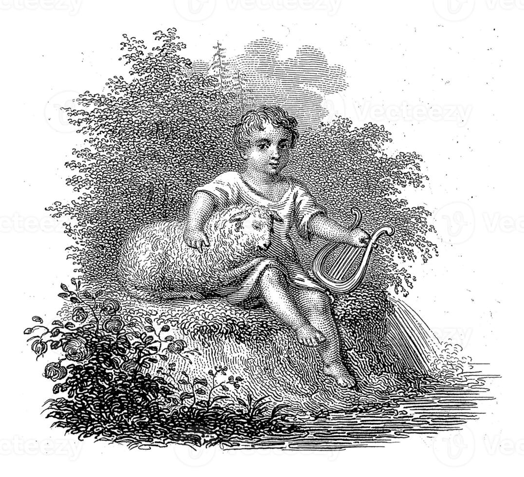 Child with a sheep and a lyre, Philippus Velijn, after Kruger, 1832 photo
