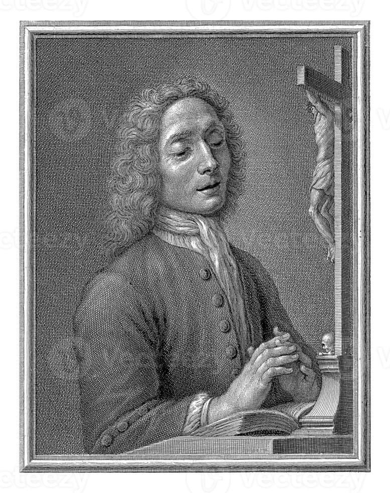 Portrait of Gaetano Pratesi, in Prayer for a Crucifix, Carlo Faucci, after Ignazio Enrico Hugford, 1739 - 1784 photo