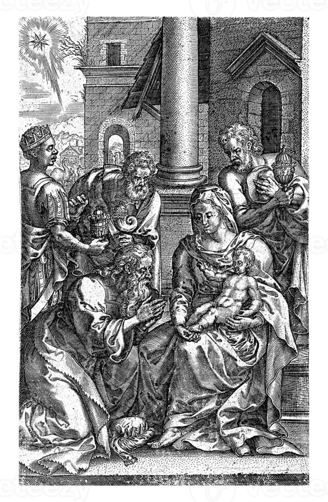 Adoration of the Magi, Johannes Wierix, after Pieter van der Borcht I, 1573 photo