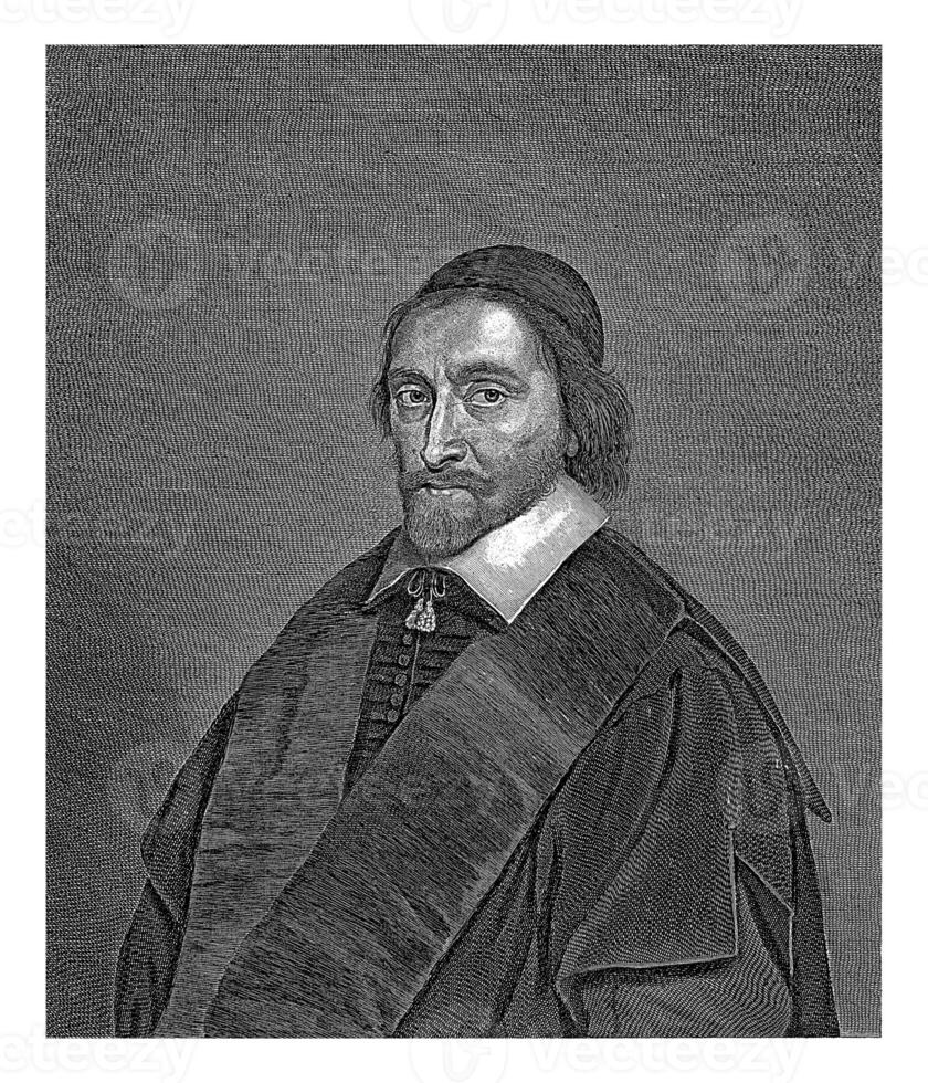Portrait of Frederick Spanheim, Jonas Suyderhoef, after Pieter Dubordieu, 1645 - 1684 photo