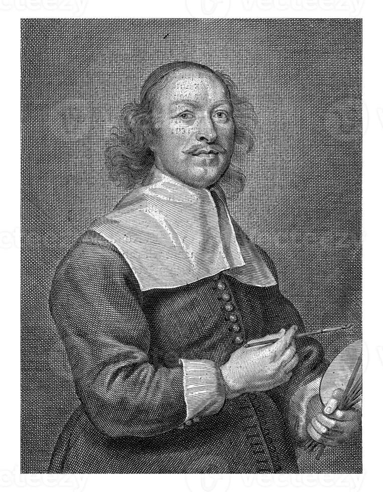 Portrait of the painter Petrus Meerte, Cornelis van Caukercken, c. 1640 - 1680 photo
