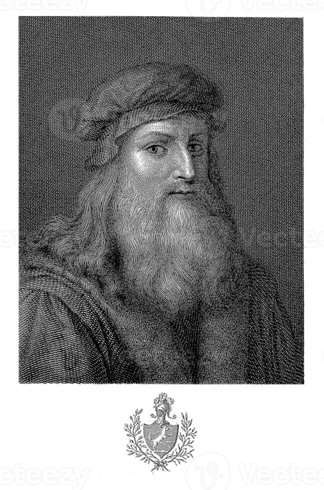 retrato de el artista Leonardo da vinci, giovacchino cantini, después pietro ermini, después Leonardo da vinci, 1790 - 1844 foto