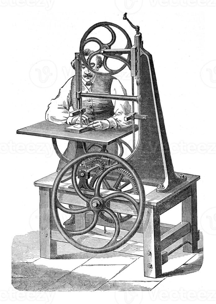 Machine scroll, vintage engraving. photo