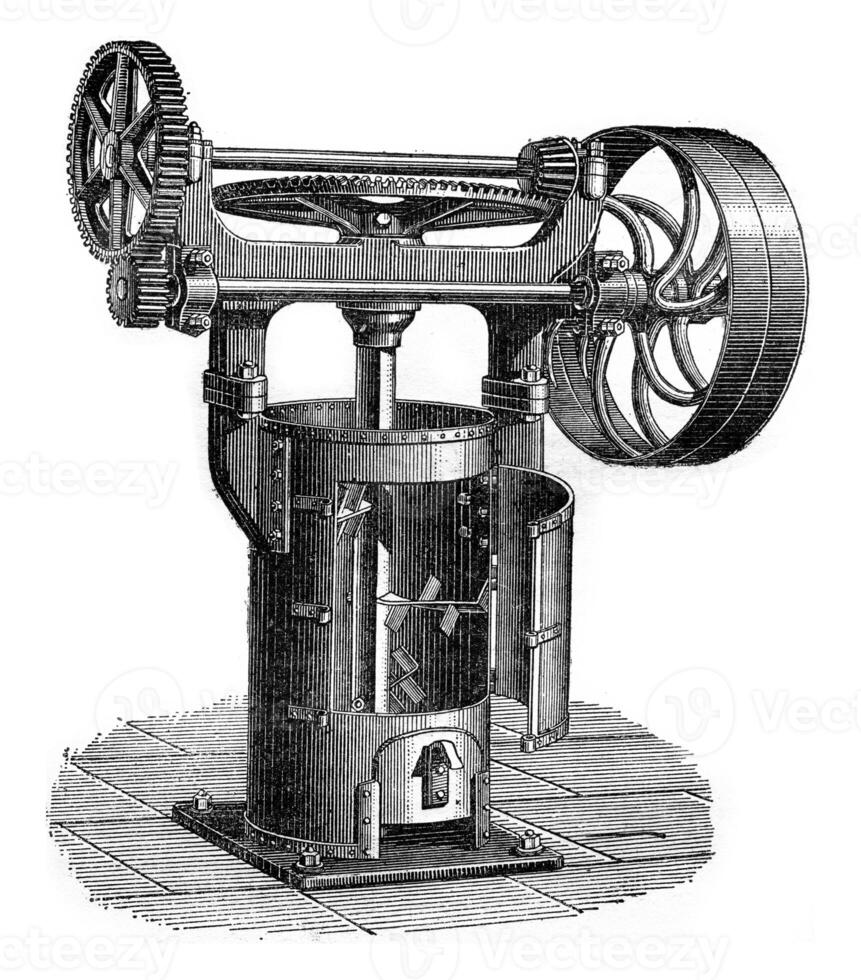 Vertical mixer semi-soft ground, vintage engraving. photo