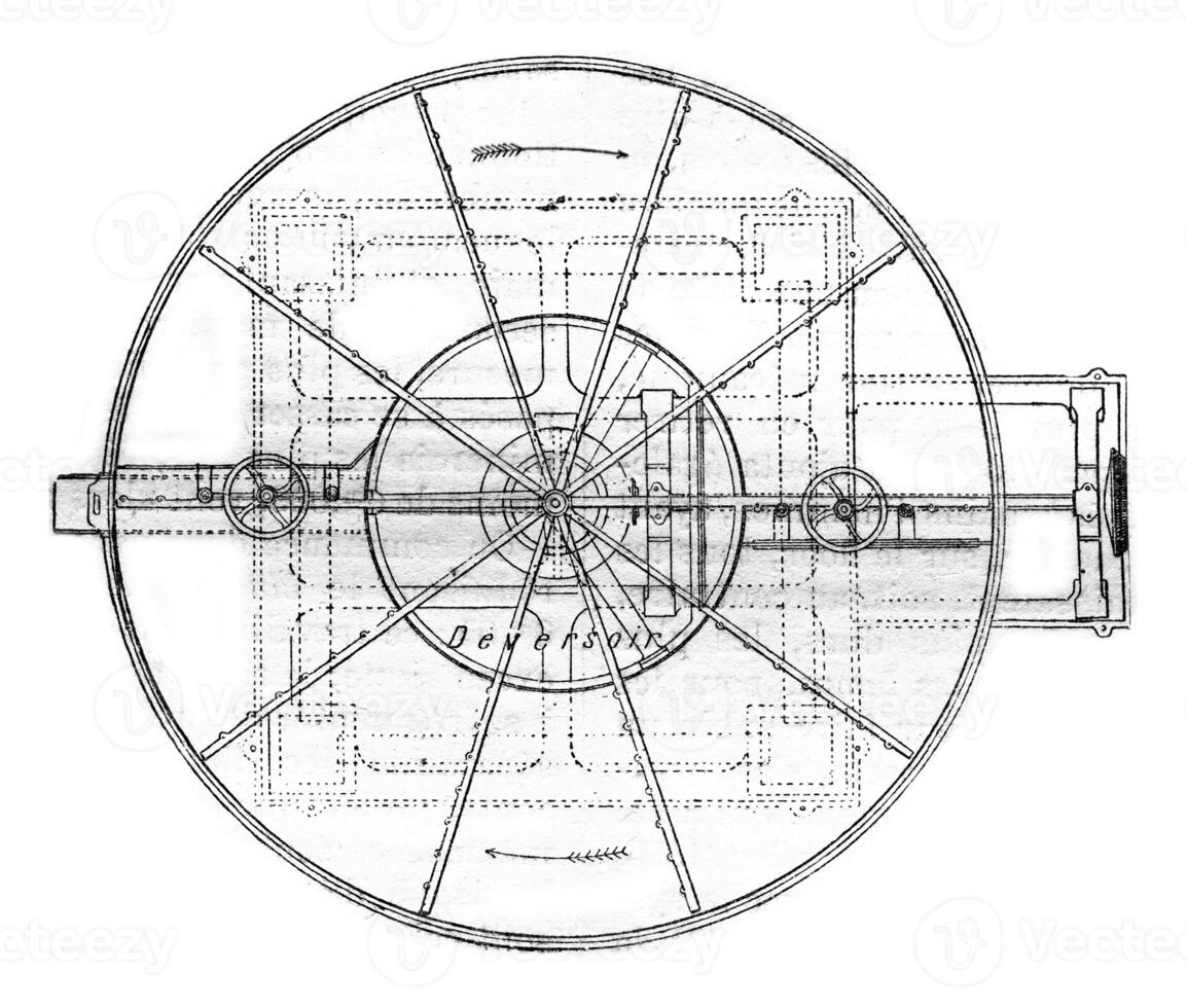 Rotary washing machine, vintage engraving. photo