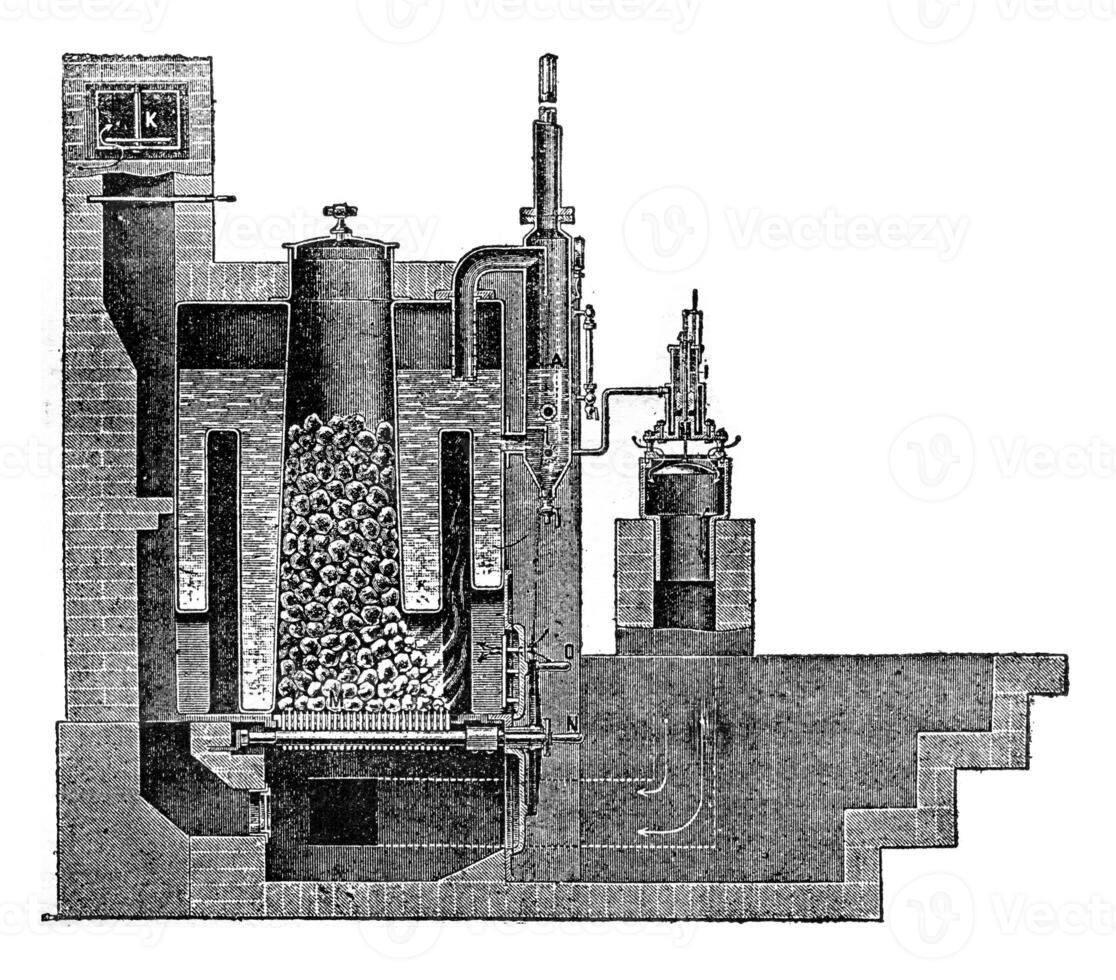 Steam Boiler Mathelin and Garnier, vintage engraving. photo