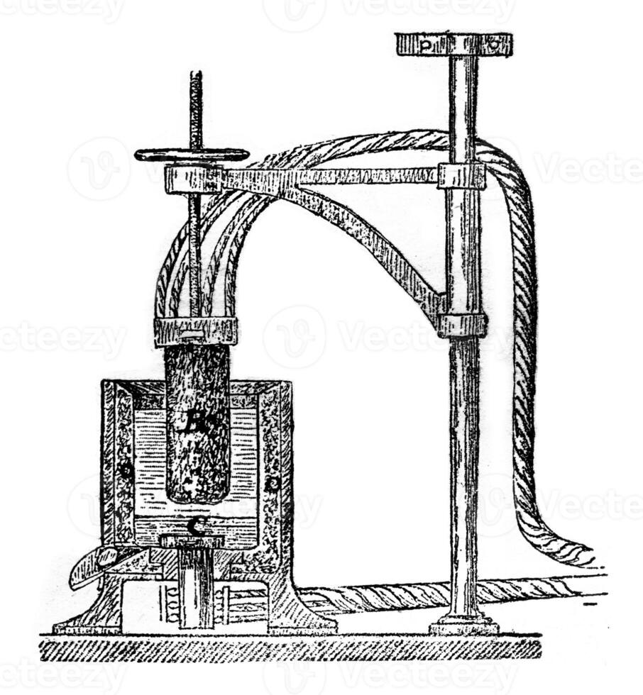 Herault apparatus for the manufacture of aluminum, vintage engraving. photo