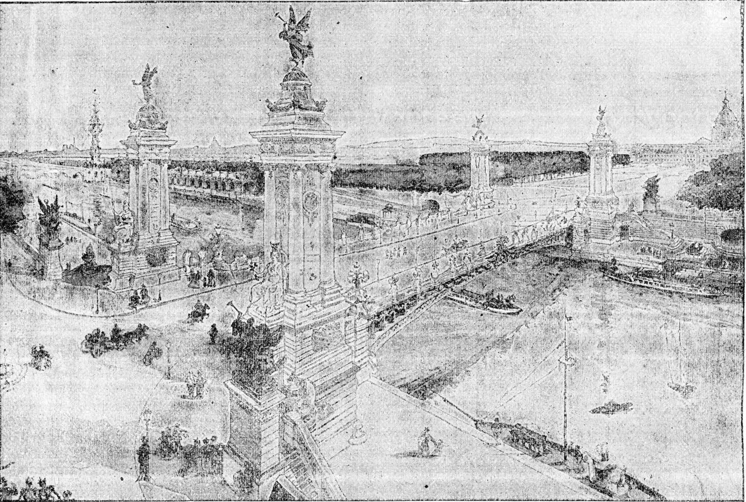 Pont Alexandre III, vintage engraving. photo