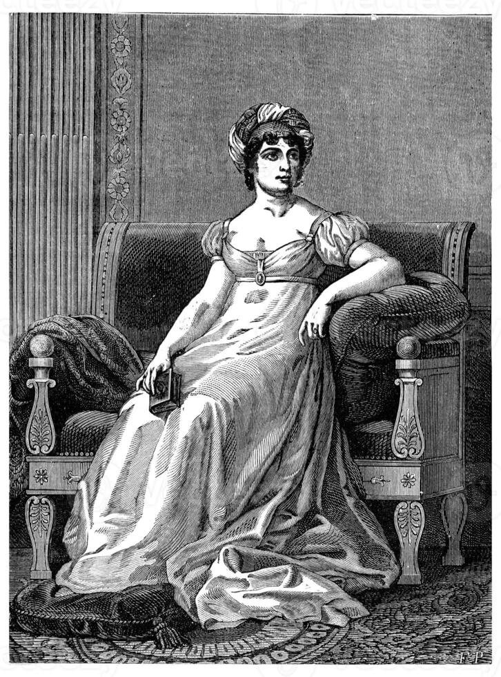 Madame de Stael, vintage engraving. photo