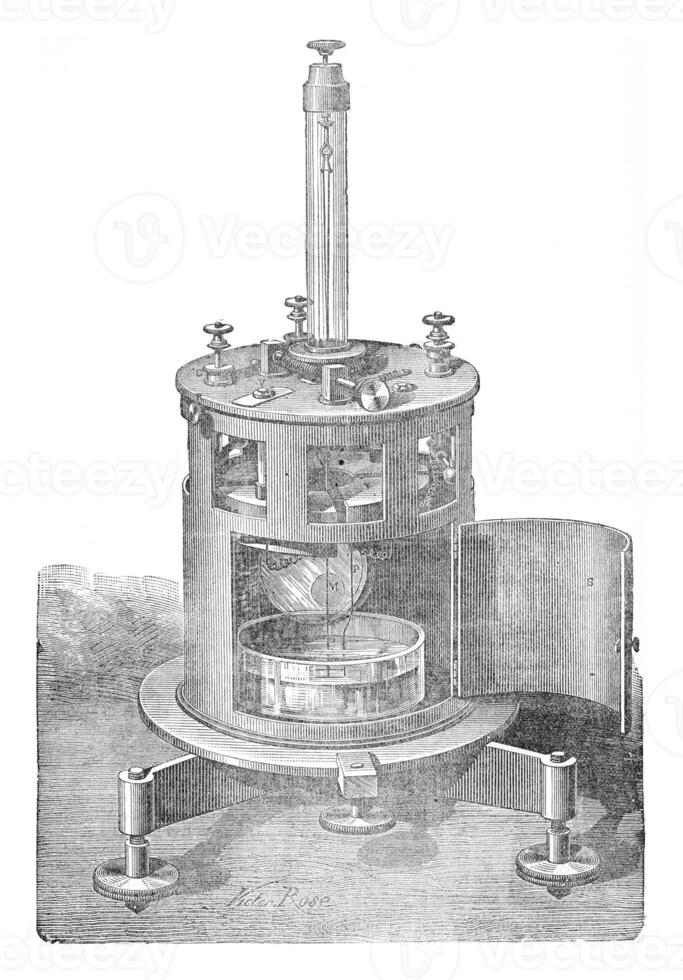 Mr. Mascart electrometer symmetrical, built by Mr. Carpentier, vintage engraving. photo