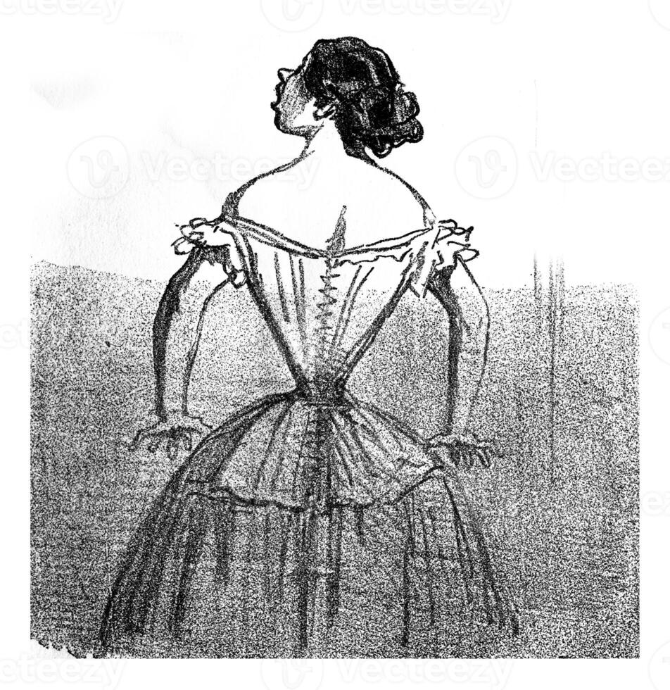 The Corset, vintage engraving. photo