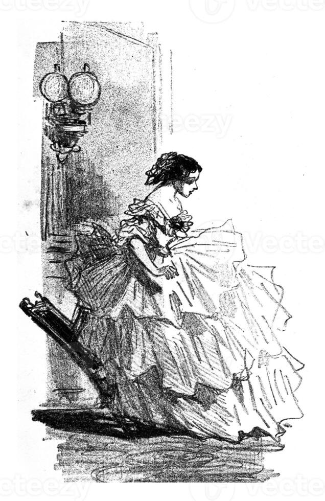 The Crinoline, vintage engraving. photo