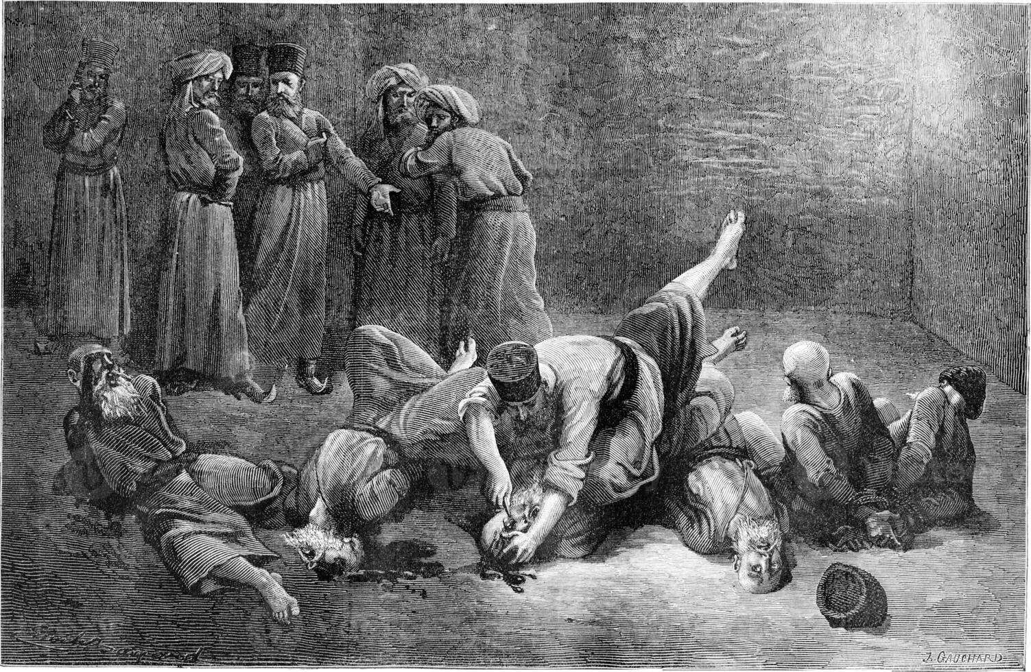 The torture of prisoners in Khiva, vintage engraving. photo