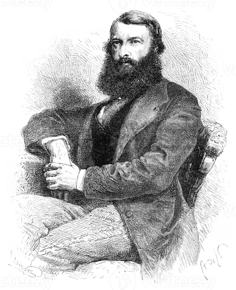 Mr. Samarin, editor of the Moscow Gazette, vintage engraving. photo