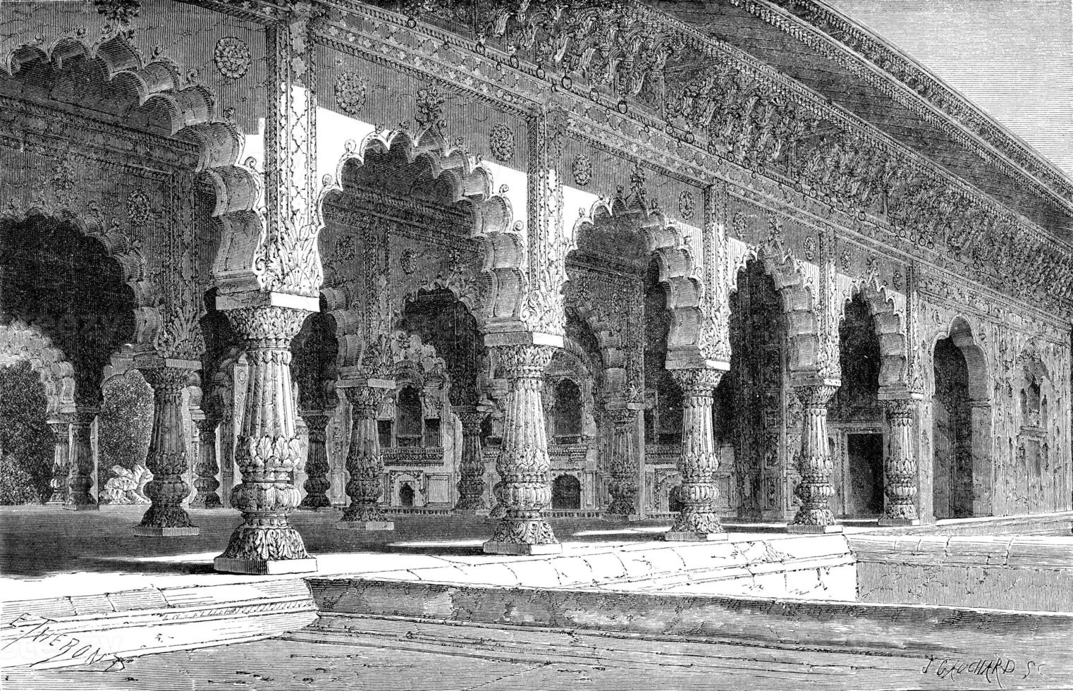 Pavilion Diwan I Khas at Digh, vintage engraving. photo