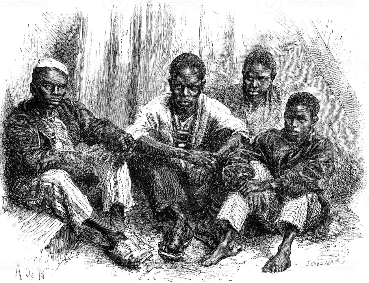 Negroes Goree civilized, vintage engraving. photo