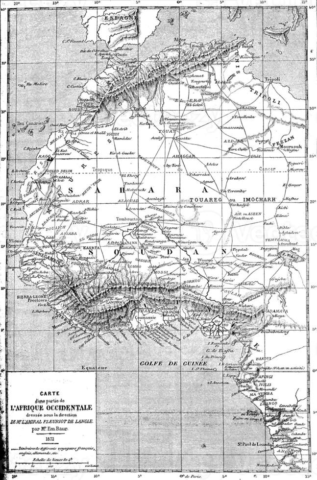 Map of part of the West Africa, vintage engraving. photo