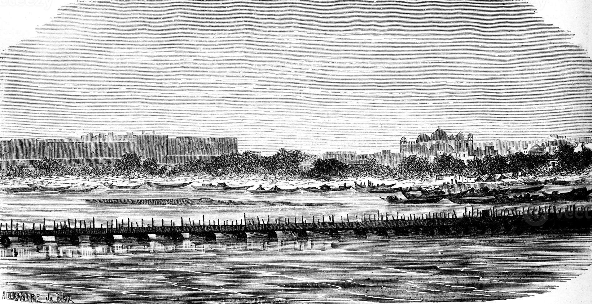 The Jumna, Agra, vintage engraving. photo