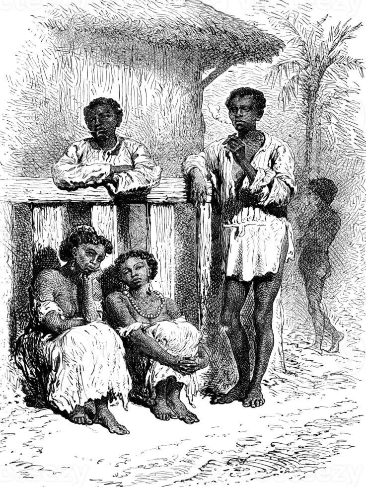 Natives of the Magdalena, vintage engraving. photo