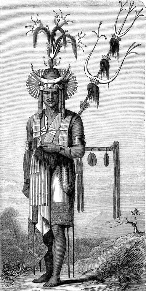 Native Timor, vintage engraving. photo