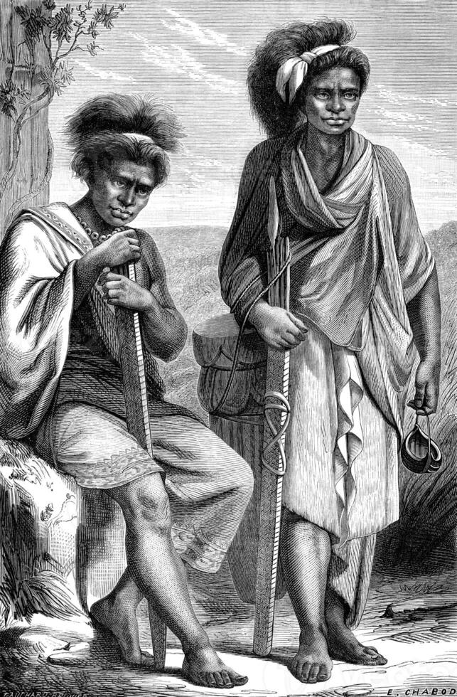 Natives of Timor, vintage engraving. photo