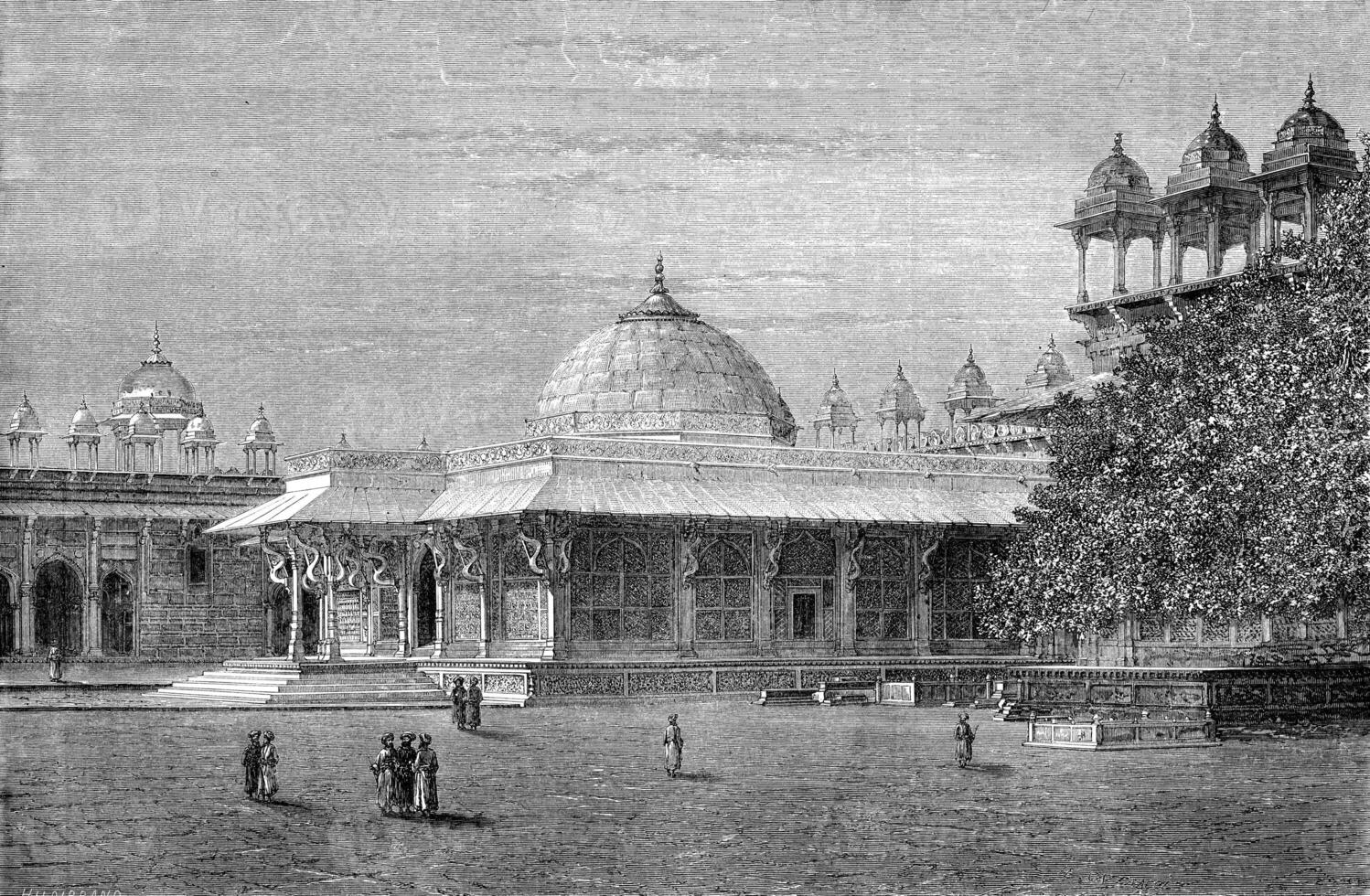 Tomb of Salim Chisti in Fatehpur Sikri, vintage engraving. photo