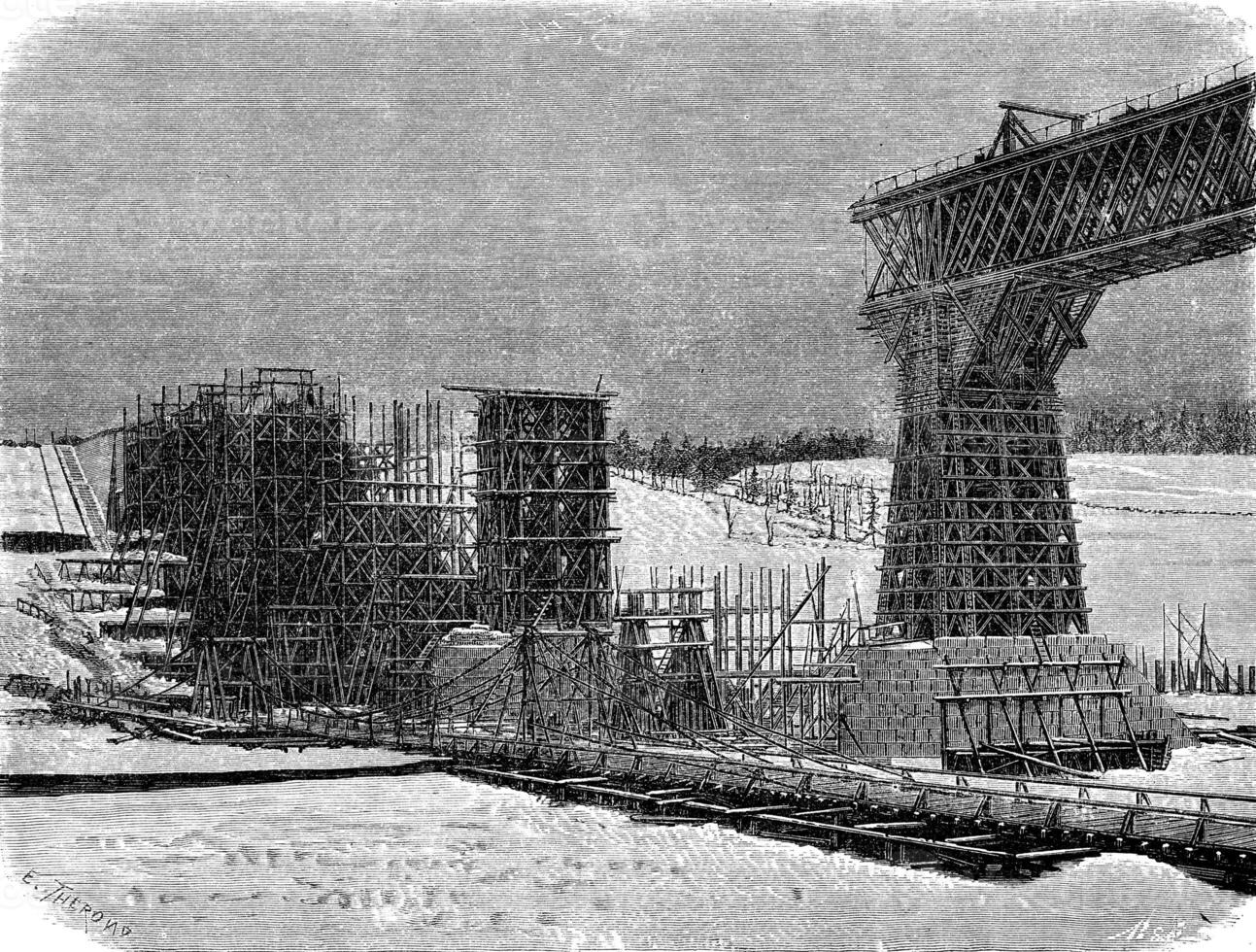 Pont de Metz, vintage engraving. photo