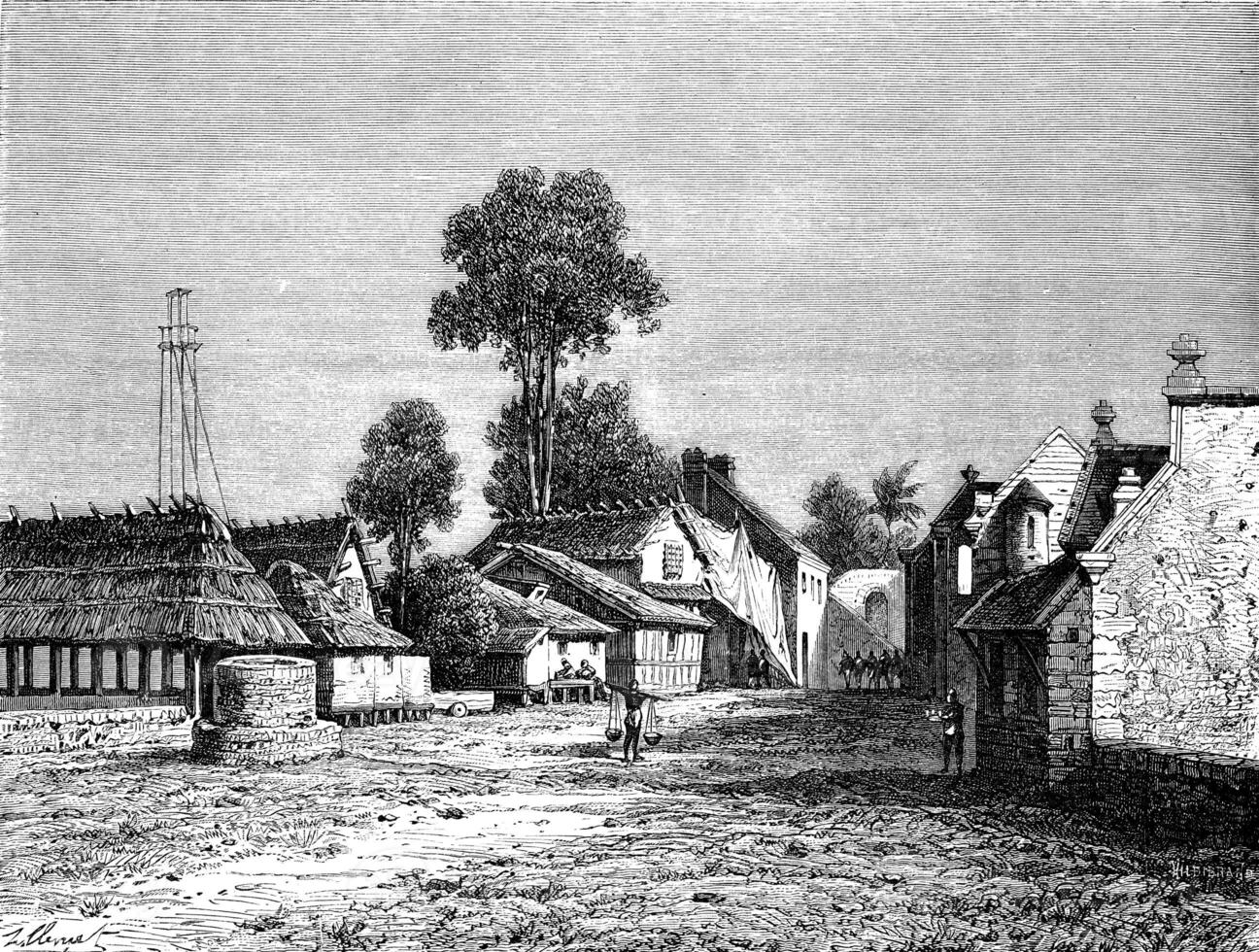 The town of Macassar, vintage engraving. photo