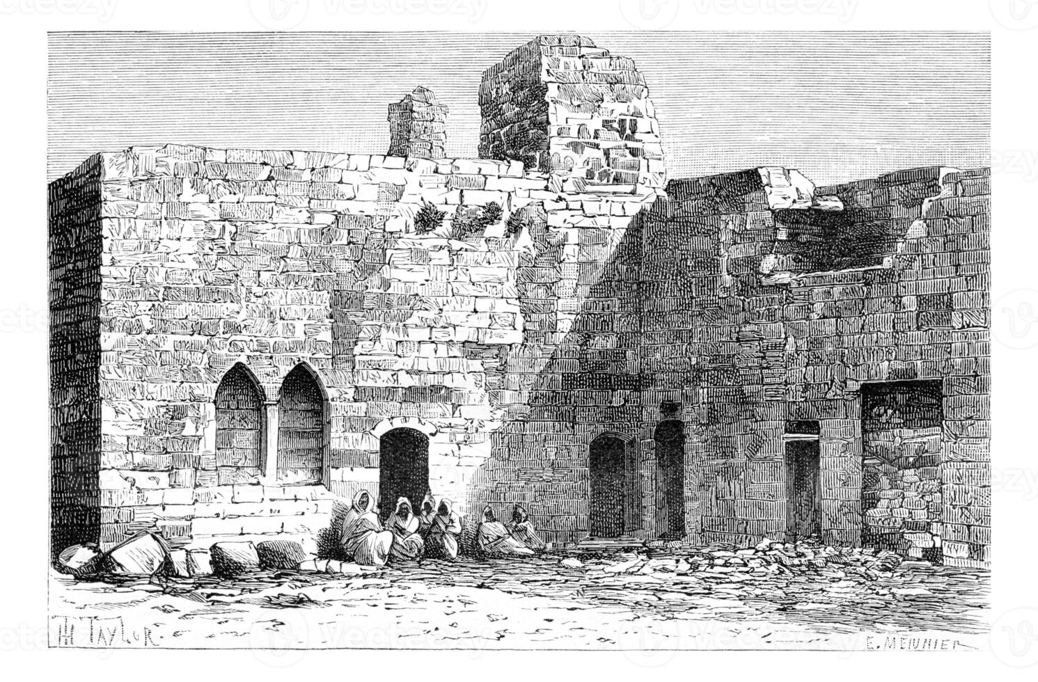 Court of Kalat es Schema Castle, near Tyre, Lebanon, vintage engraving photo