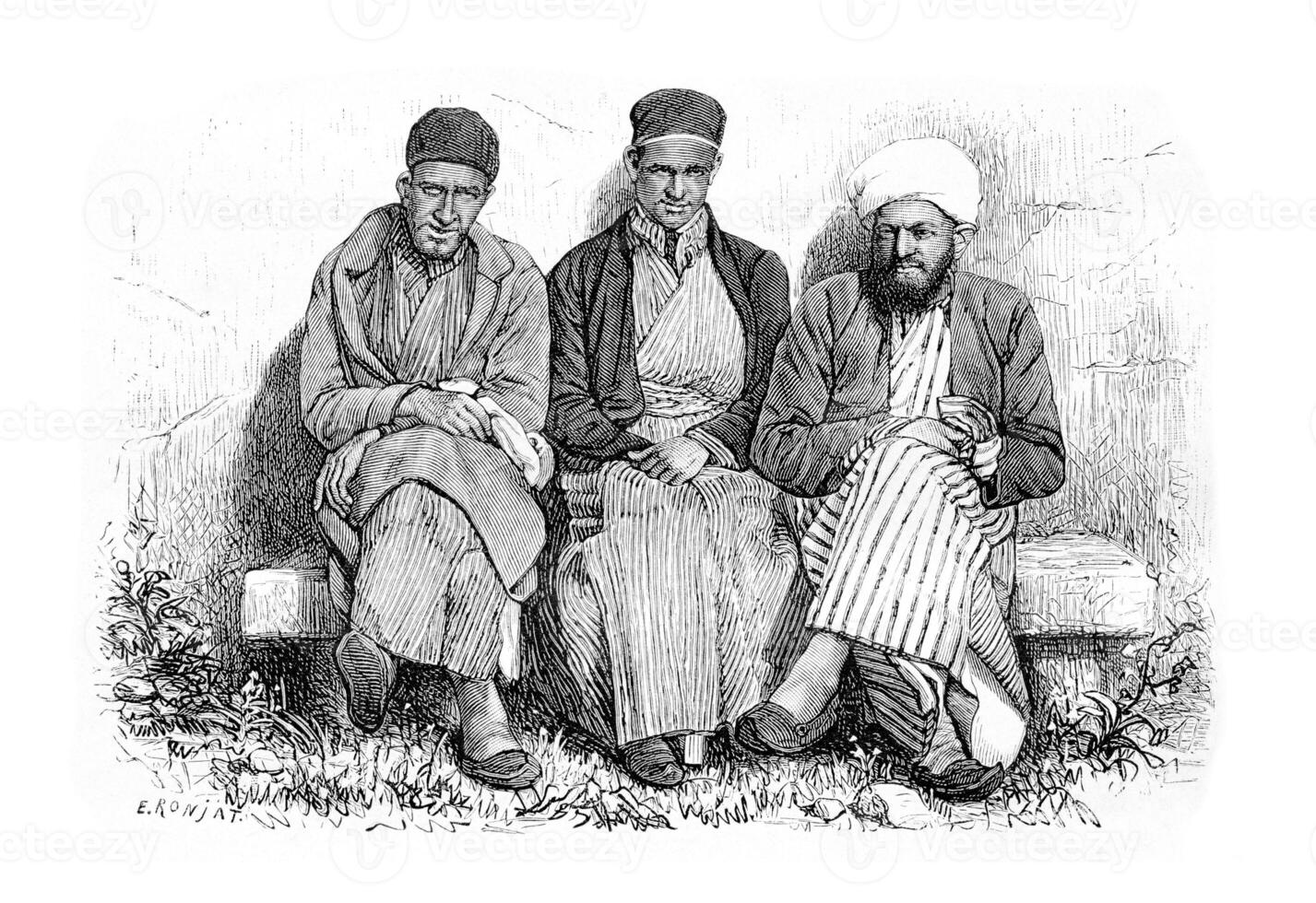 Samaritans of Nablus in West Bank, Israel, vintage engraving photo