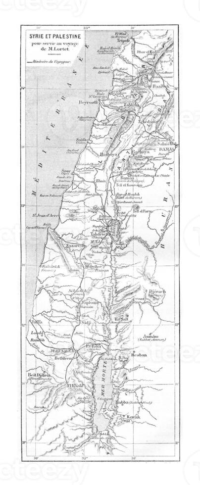 mapa de Siria y Palestina, Clásico grabado foto