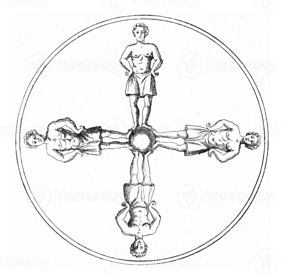 Argument of the Middle Ages against the roundness of the earth, vintage engraving. photo