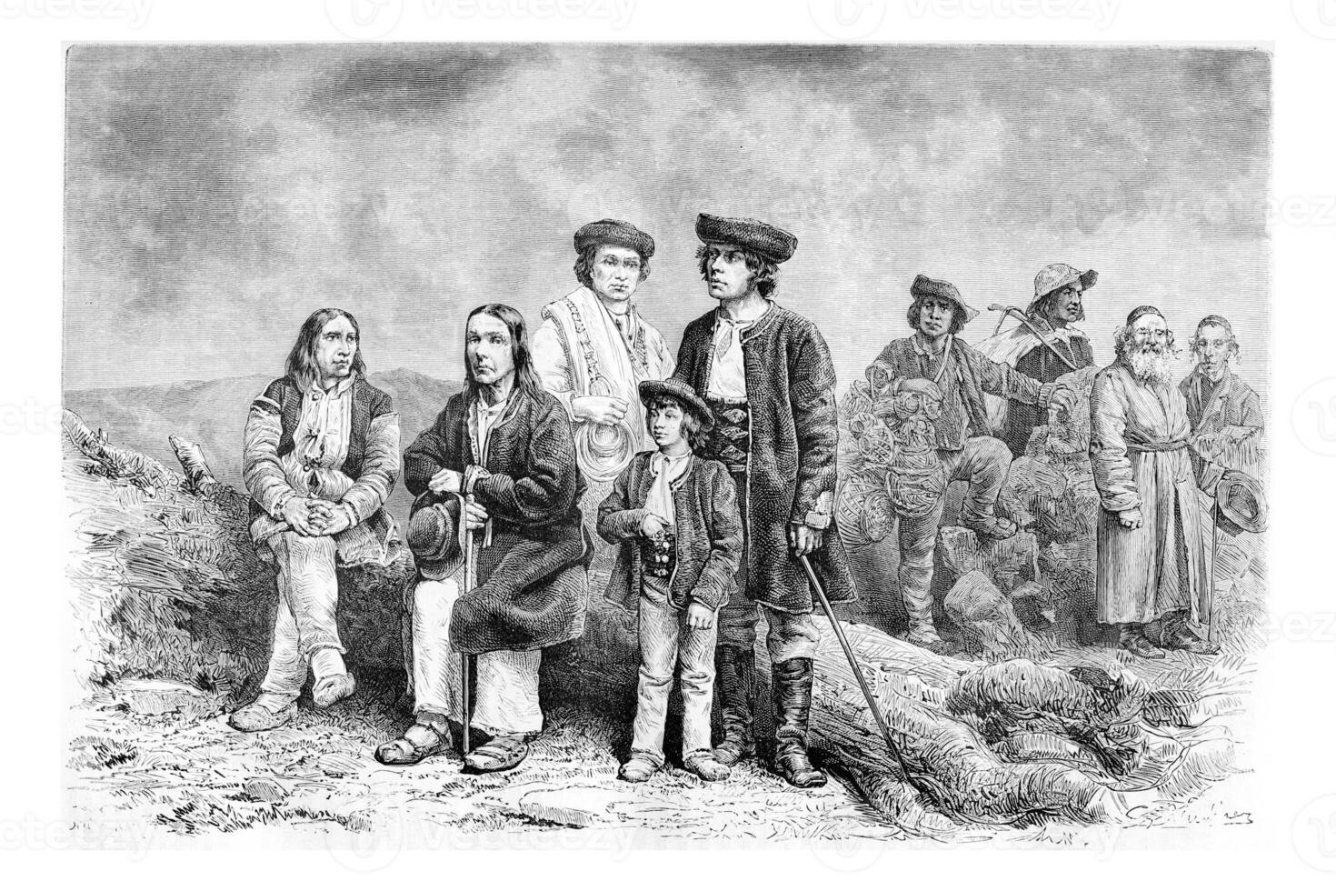 Diverse Population of Podhales of the Tatra Mountains and parts of the Beskids, vintage engraving photo