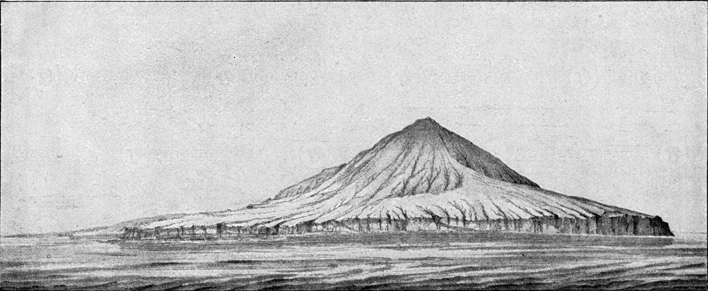 The Krakatoa volcano before the eruption of 1883, vintage engraving. photo