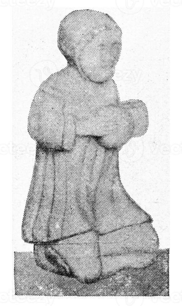 Funerary figurine of the time of the rebirth, vintage engraving. photo
