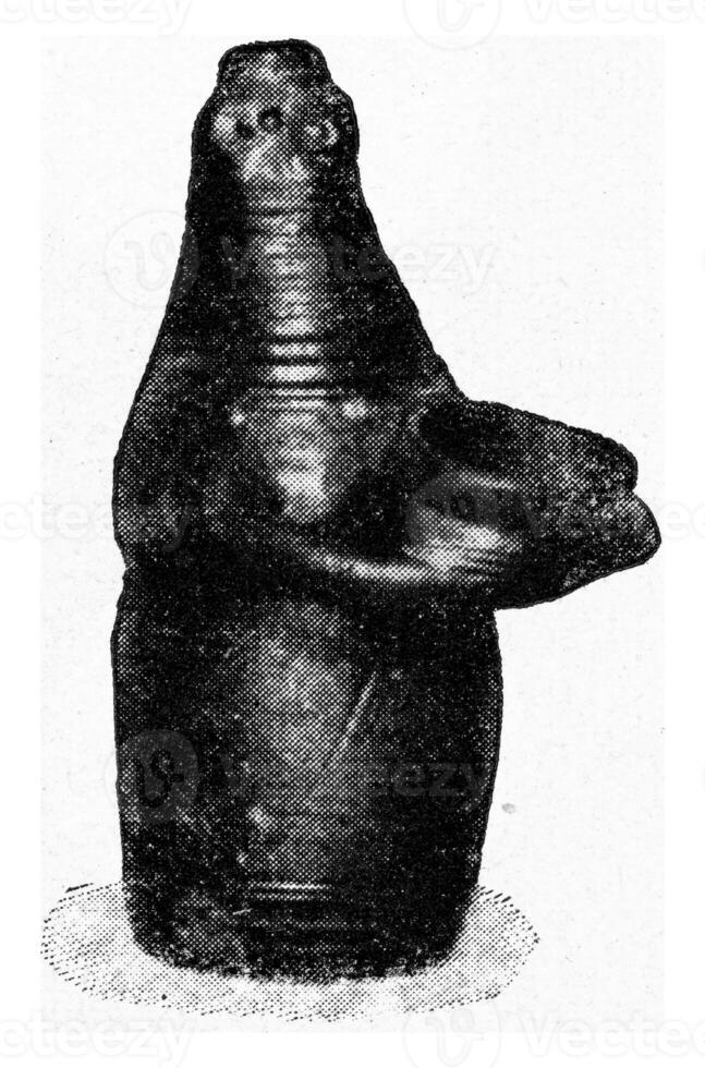Vase having the shape of a figure of Dechsel, vintage engraving. photo