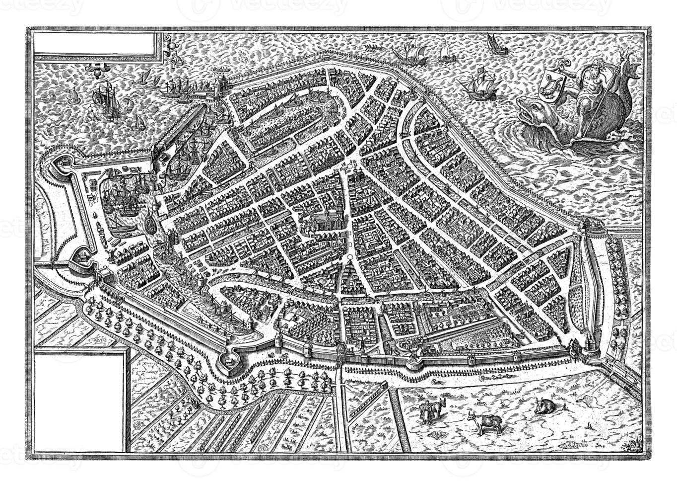 mapa de bocina, paulus camioneta wetewael, 1596 foto