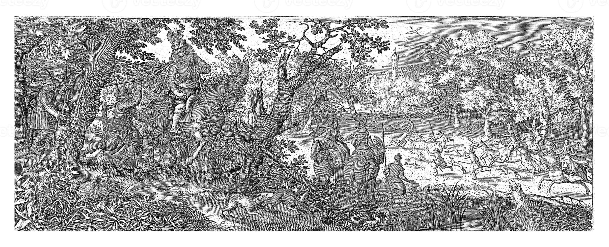 Rabbit hunt vintage sketch photo