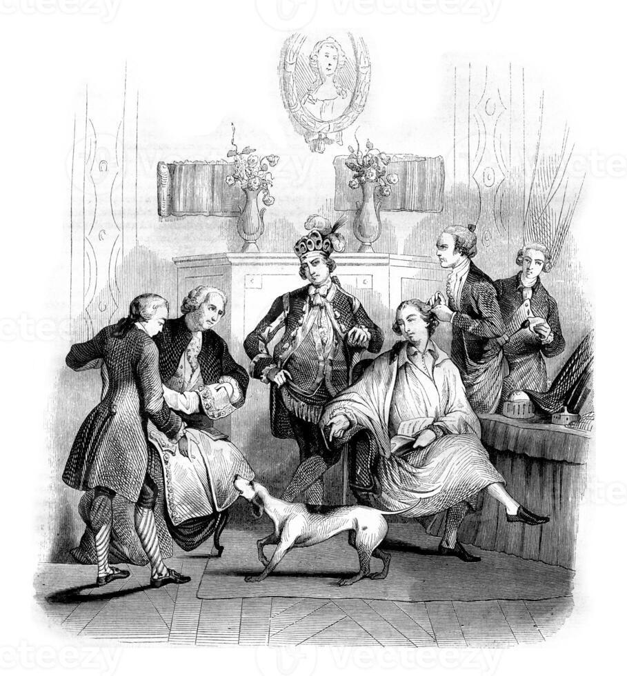 The Matinee of a nobleman, vintage engraving. photo