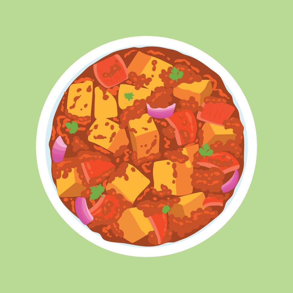 kadai paneer vector illustration