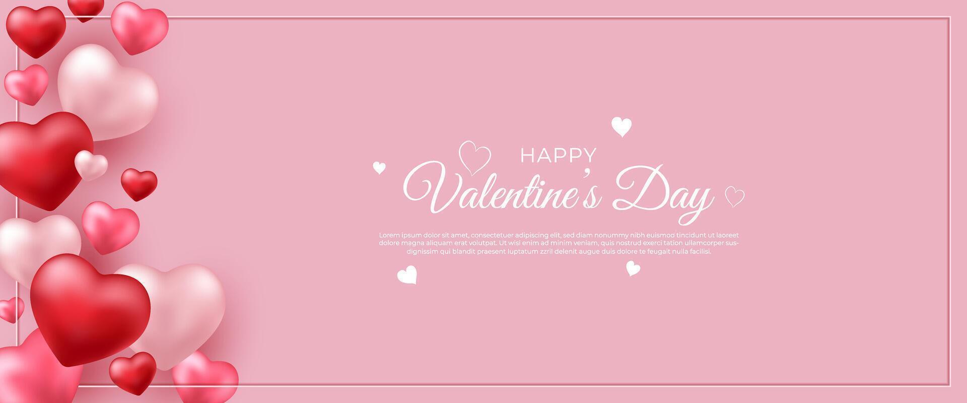 celebration of happy valentines day banner design concept with copy space background vector